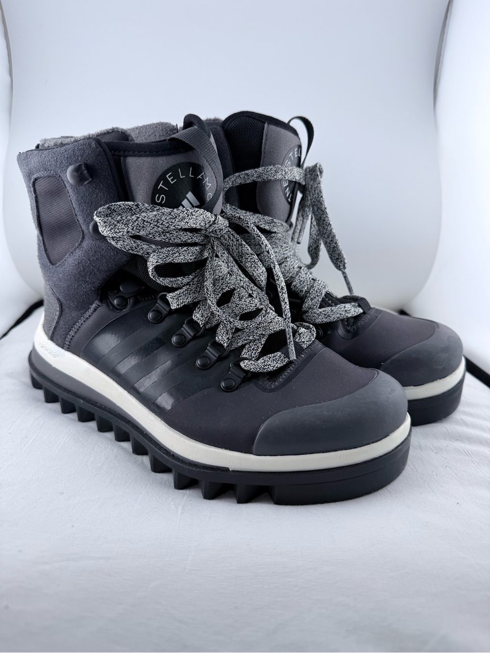 Stella McCartney x Adidas Charcoal Gray Lace-Up Trail Boots